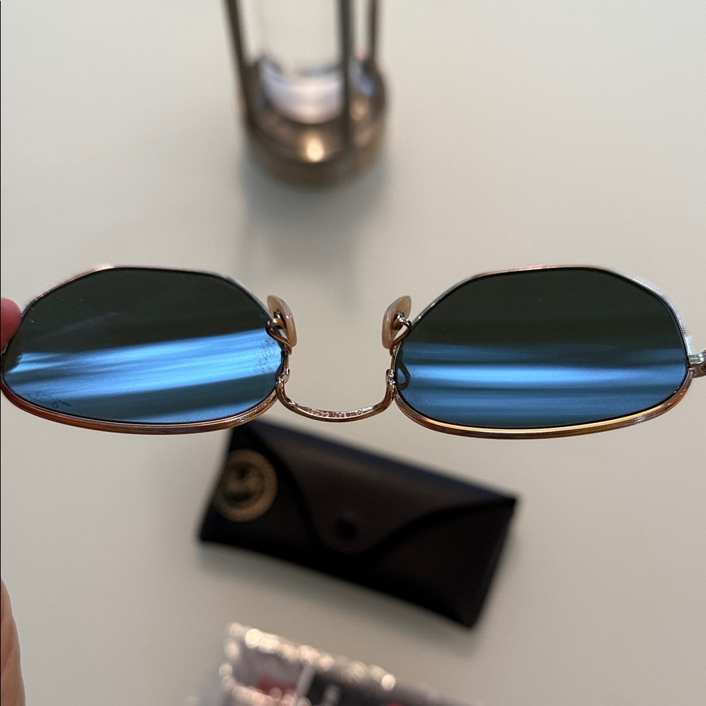 Ray-Ban Black and Gold Hexagonal Sunglasses - Picture 6 of 8